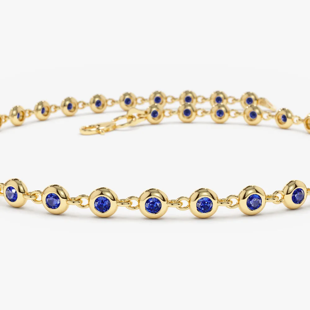 14k Bezel Set Sapphire Tennis Bracelet