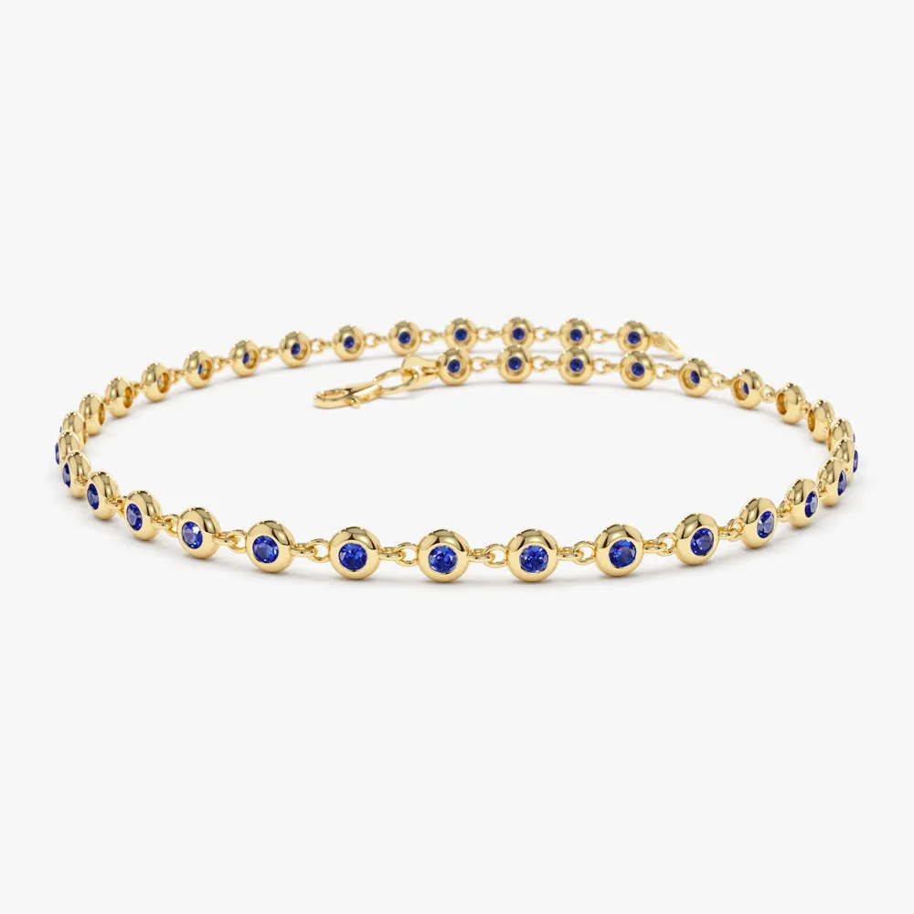 14k Bezel Set Sapphire Tennis Bracelet