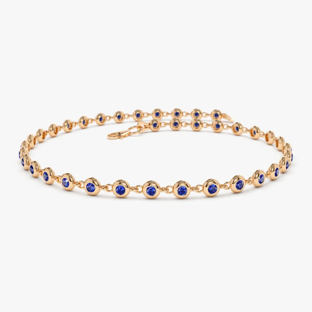 14k Bezel Set Sapphire Tennis Bracelet