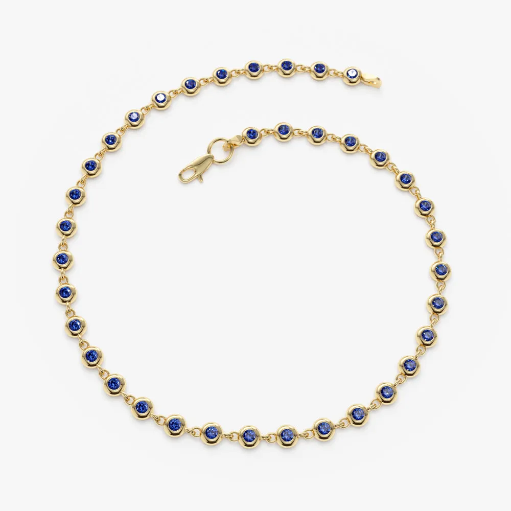 14k Bezel Set Sapphire Tennis Bracelet