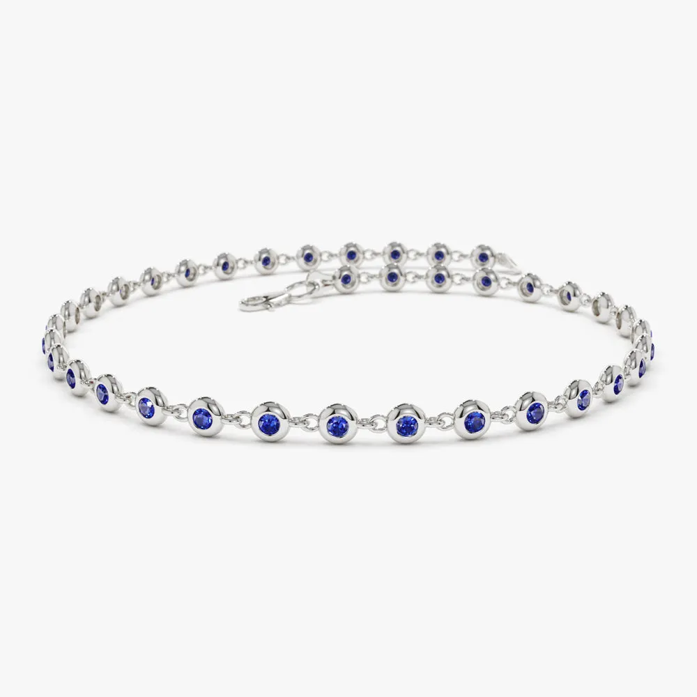 14k Bezel Set Sapphire Tennis Bracelet