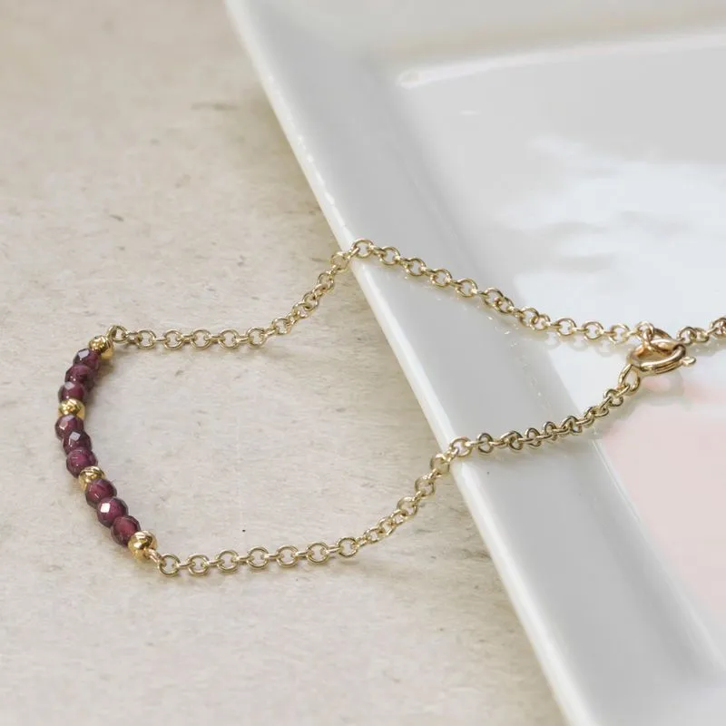 14K Gold Garnet Bead Chain