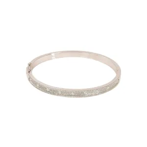14K White Gold Diamond Bangle W/ 1.01ct VS Diamonds & Bright Polished Solid Band