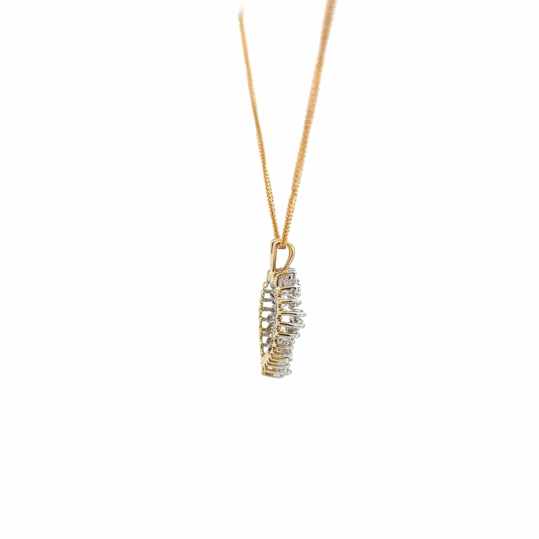 14k Yellow Gold Diamond Heart Pendant Necklace
