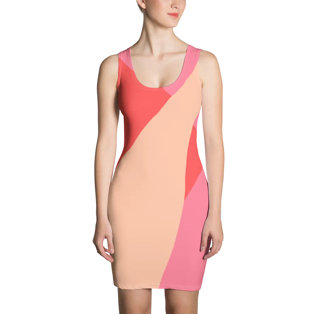 #1c57dd30 - Grapefruit Peach Strawberry - ALTINO Fitted Dress