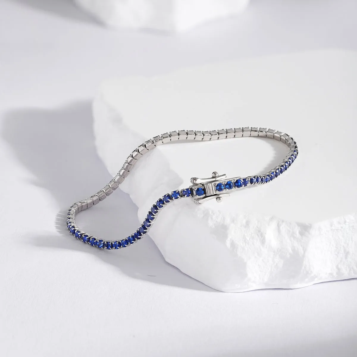 2mm Sapphire Blue CZ Tennis Bracelet
