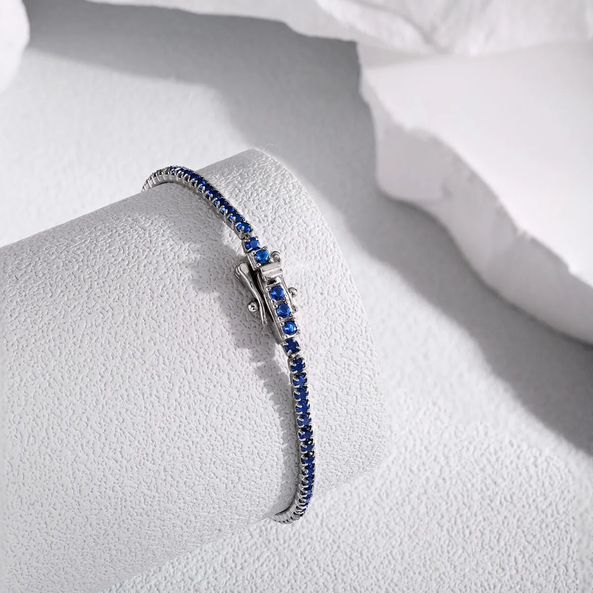 2mm Sapphire Blue CZ Tennis Bracelet