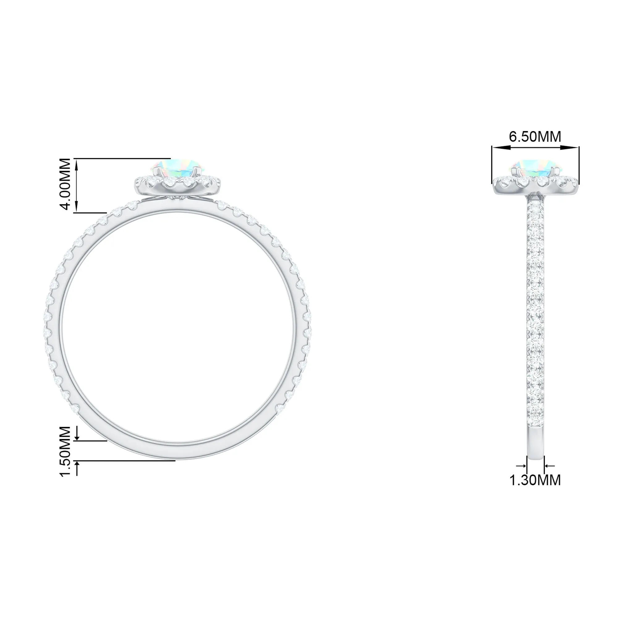 3/4 CT Ethiopian Opal and Diamond Minimal Engagement Ring