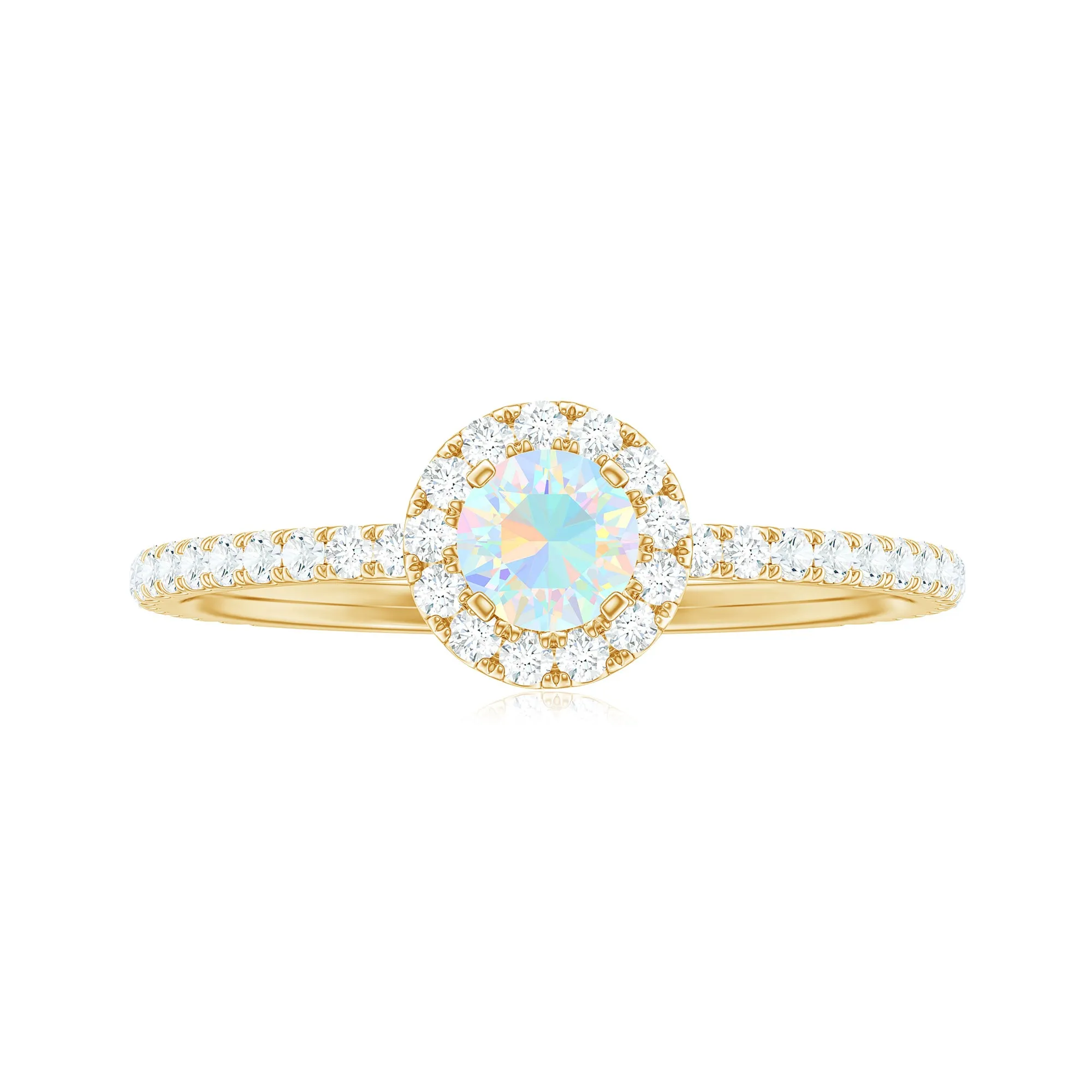 3/4 CT Ethiopian Opal and Diamond Minimal Engagement Ring