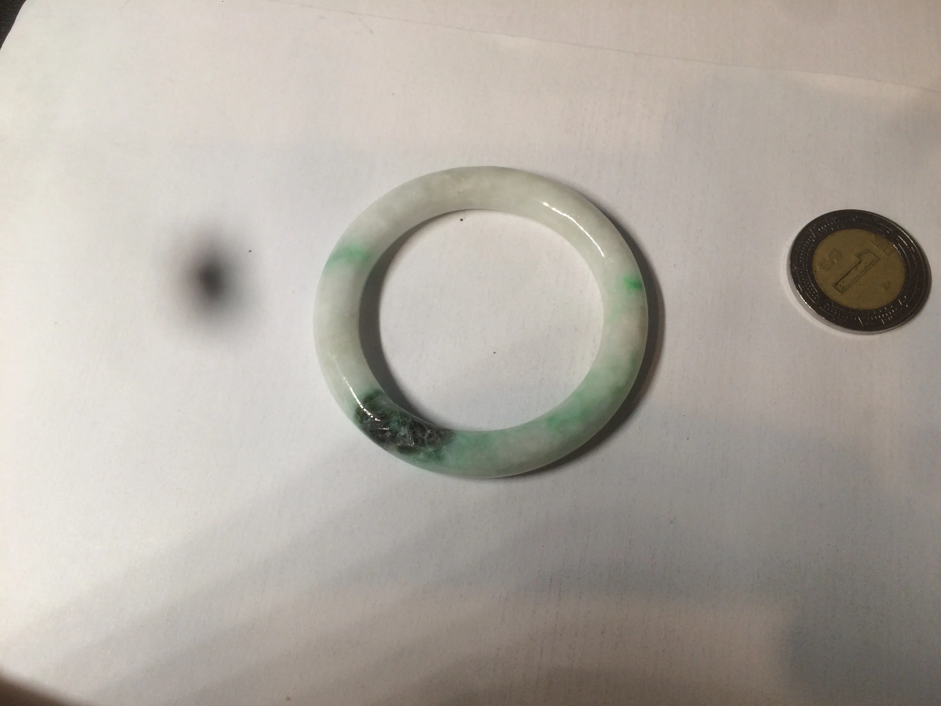 35-38mm Type A 100% Natural sunny green/white Jadeite Jade kids bangle /scarf button group BF100
