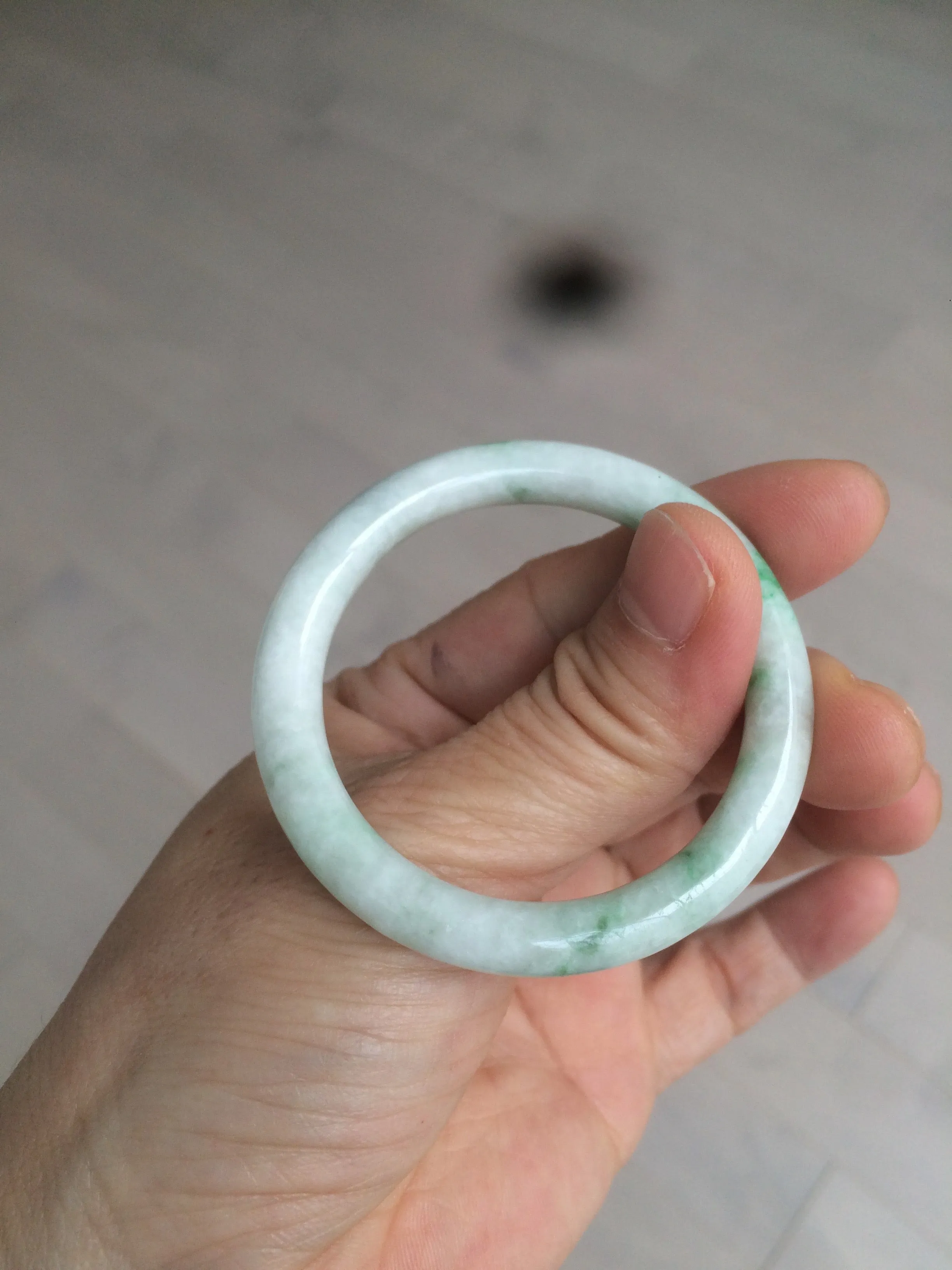 35-38mm Type A 100% Natural sunny green/white Jadeite Jade kids bangle /scarf button group BF100