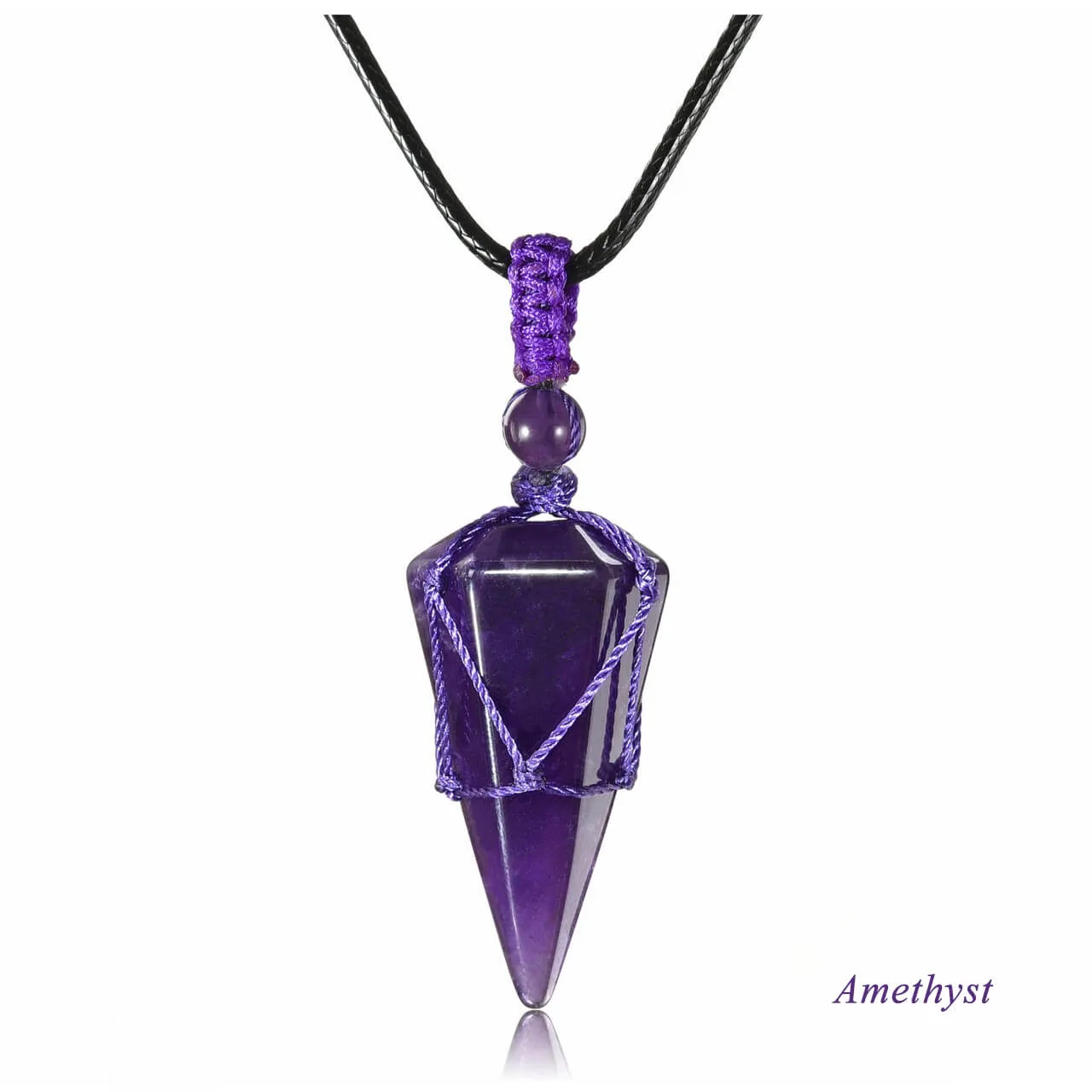 6 Facet Natural Healing Crystal Pendant Necklace | Jovivi