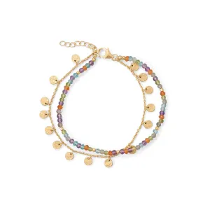 7" 1" Two Strand, Multi Stone Bracelet