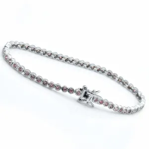 925 Sterling Silver Sapphire Dainty Tennis Milgrain Bracelet