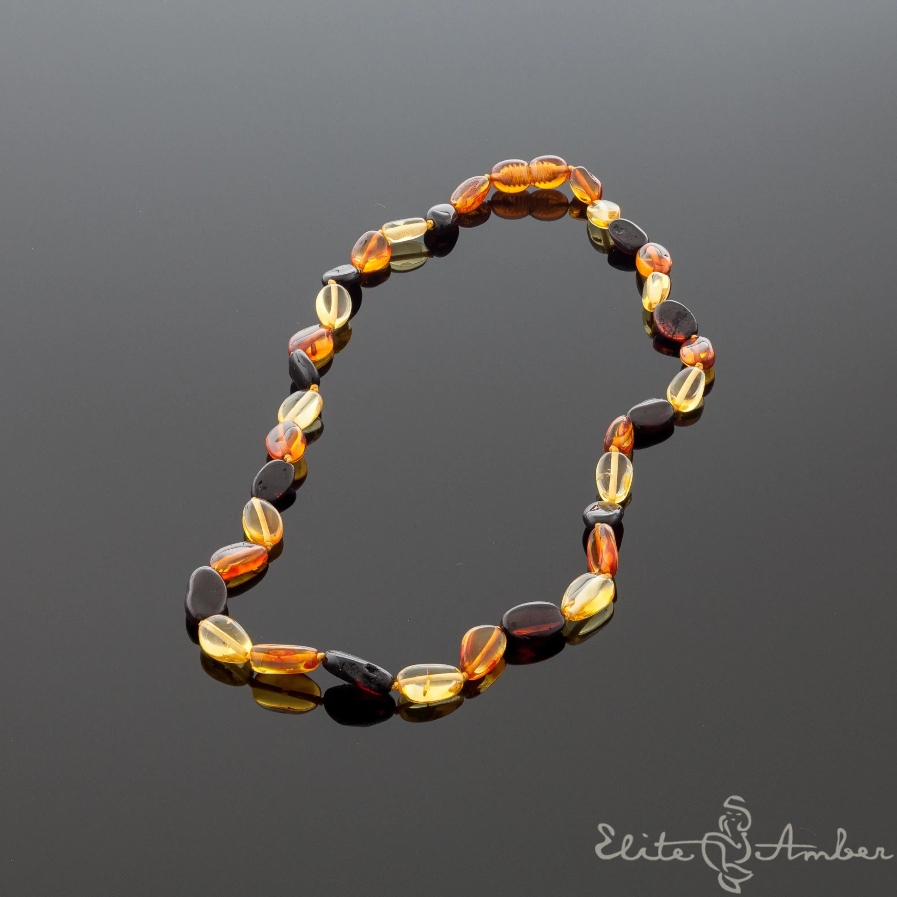 Amber necklace "Multi color amber pebbles"