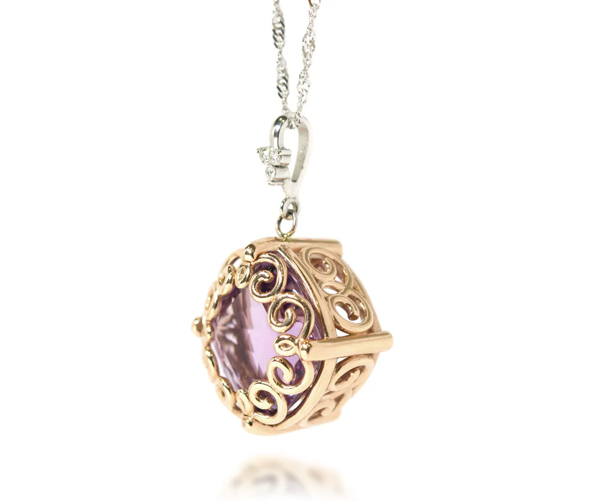 Amethyst and Diamond Swirl Necklace
