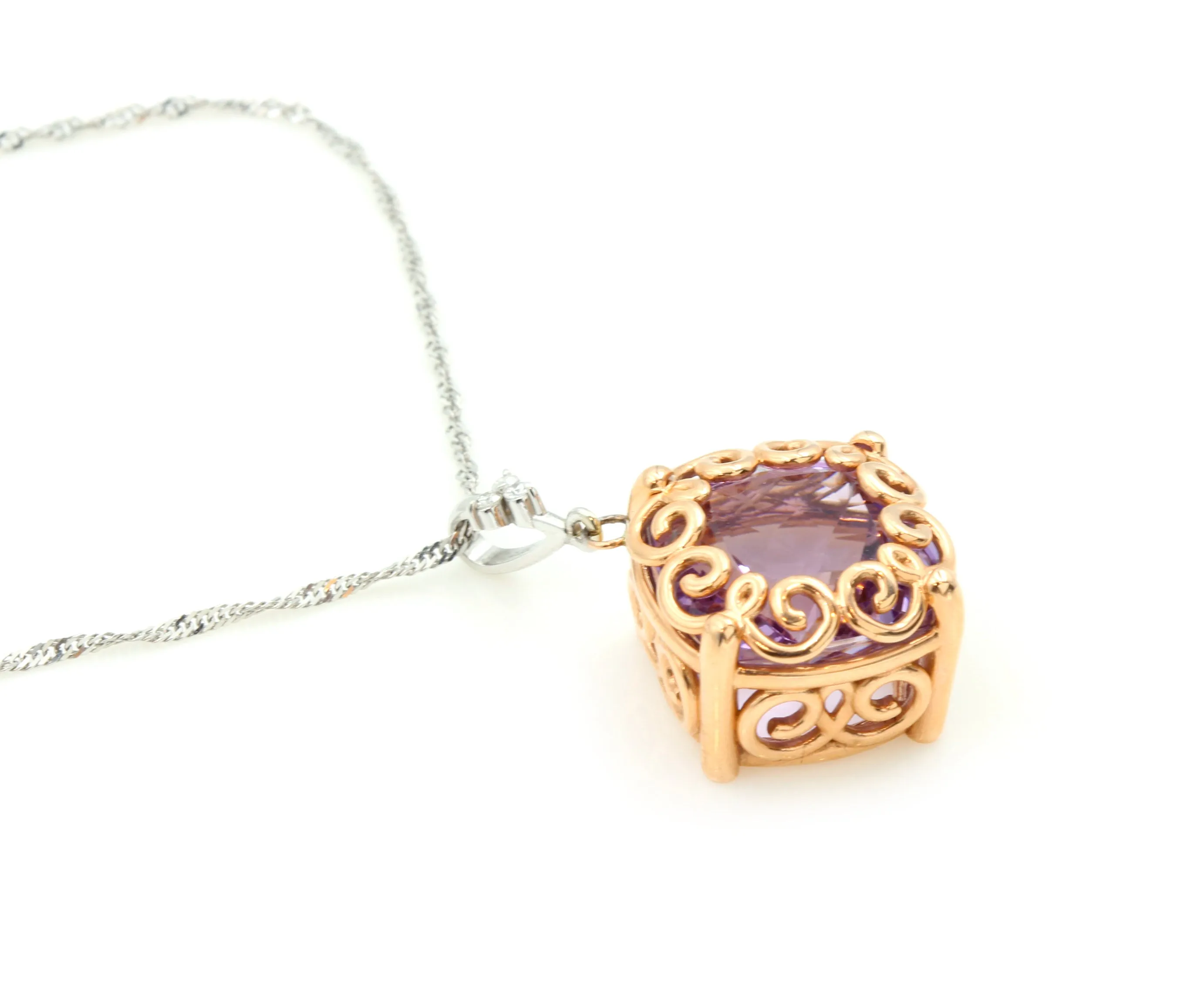 Amethyst and Diamond Swirl Necklace