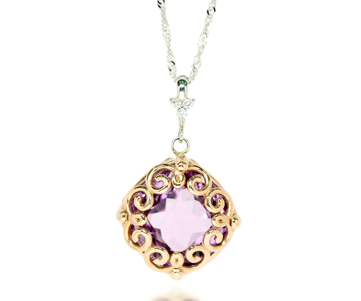 Amethyst and Diamond Swirl Necklace