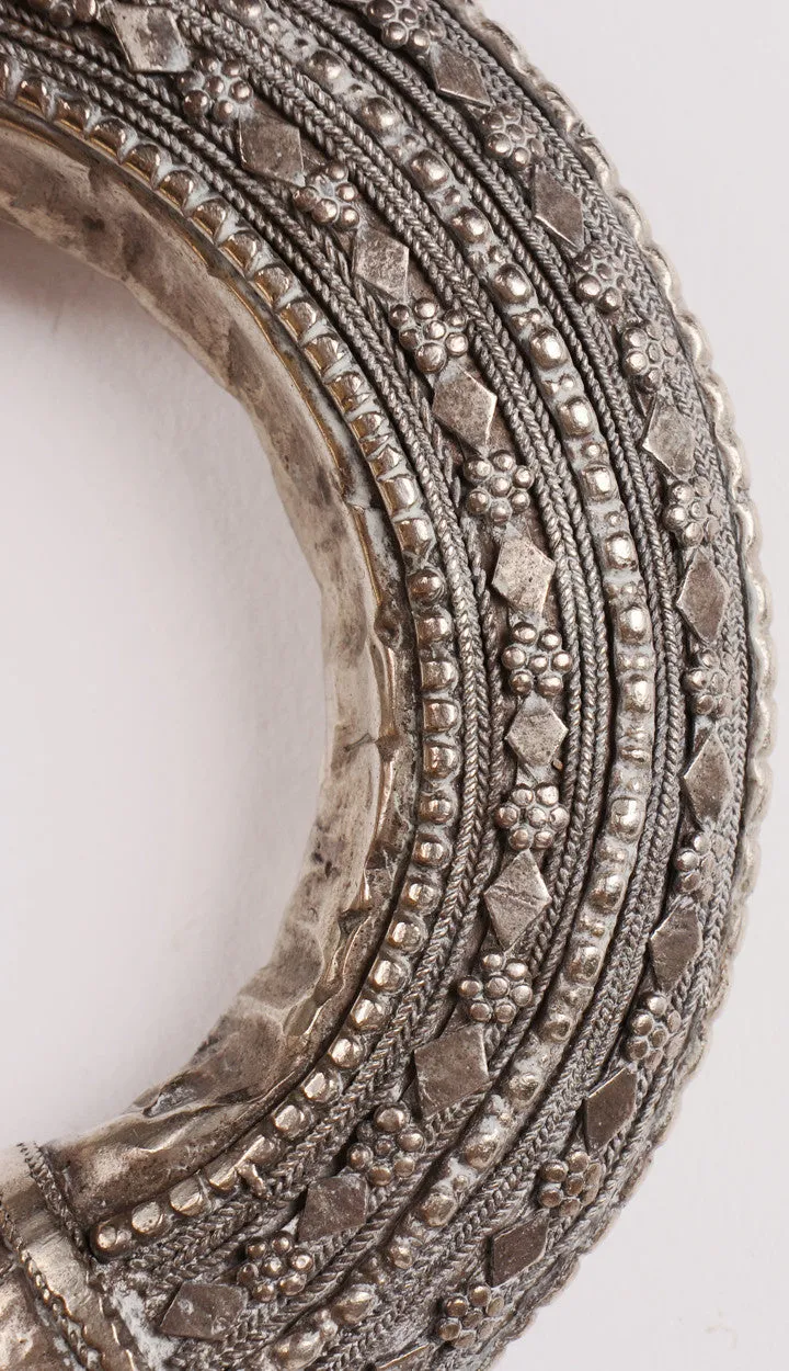 Antique Bedouin Tribal Bracelet Silver Cuff Yemeni Nomad Jewelry