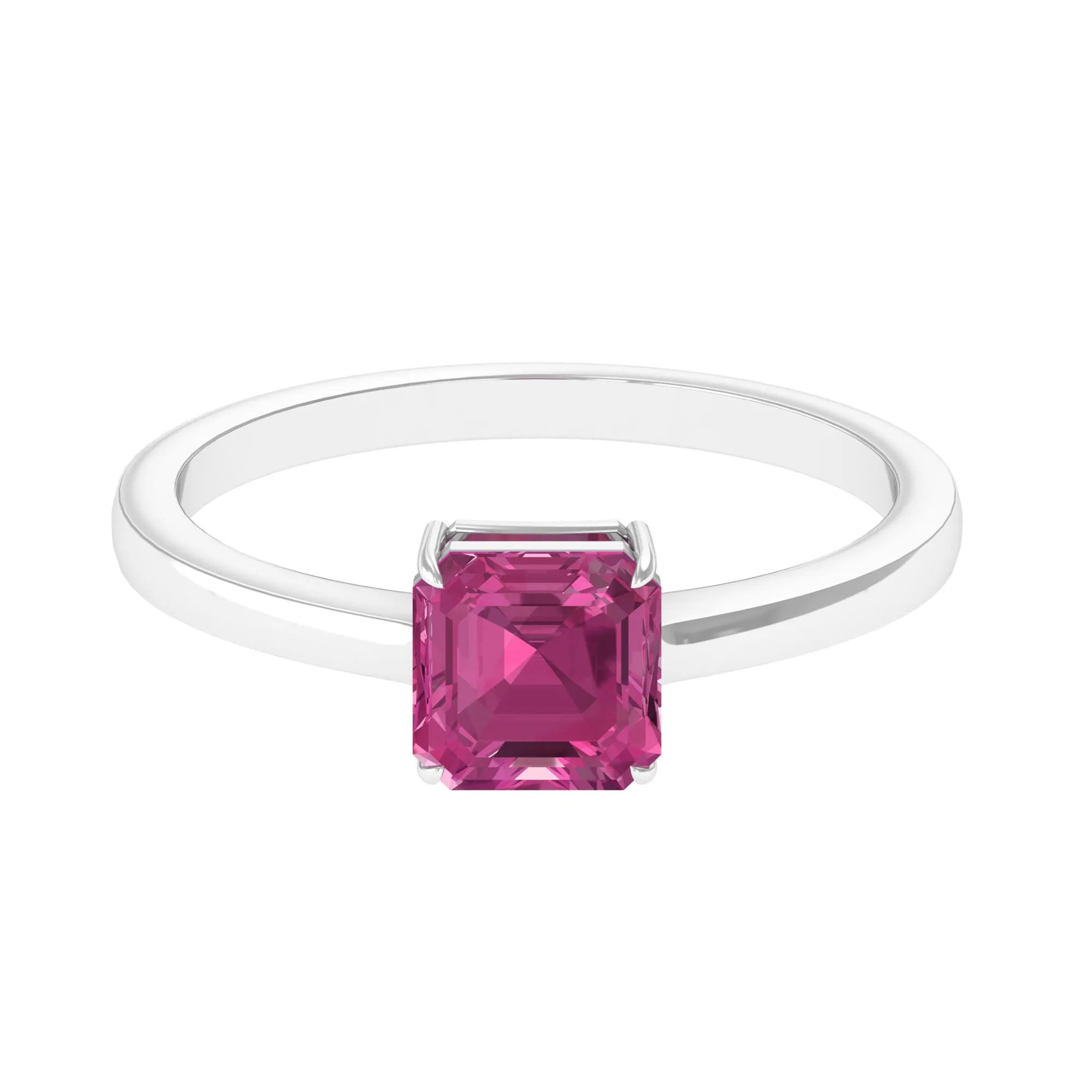 Asscher Cut Pink Tourmaline Solitaire Ring