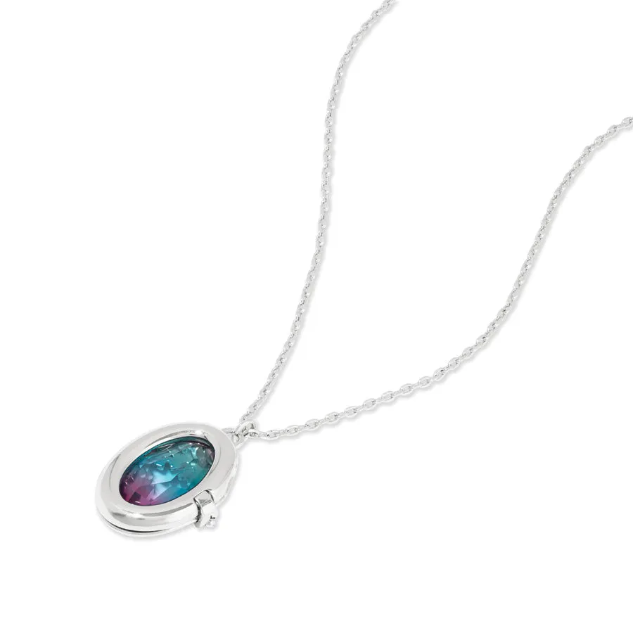 Aura Ombre Fuchsia & Turquoise Silver Locket Necklace
