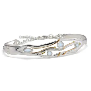 Banyan Hinged Silver Bangle with Moonstone