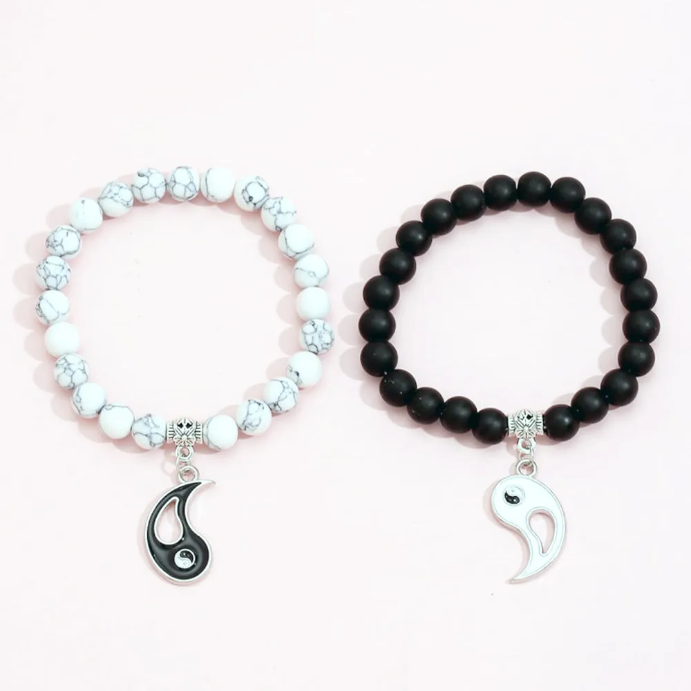 Black And White Couple Beaded Jewelry Set Turquoise