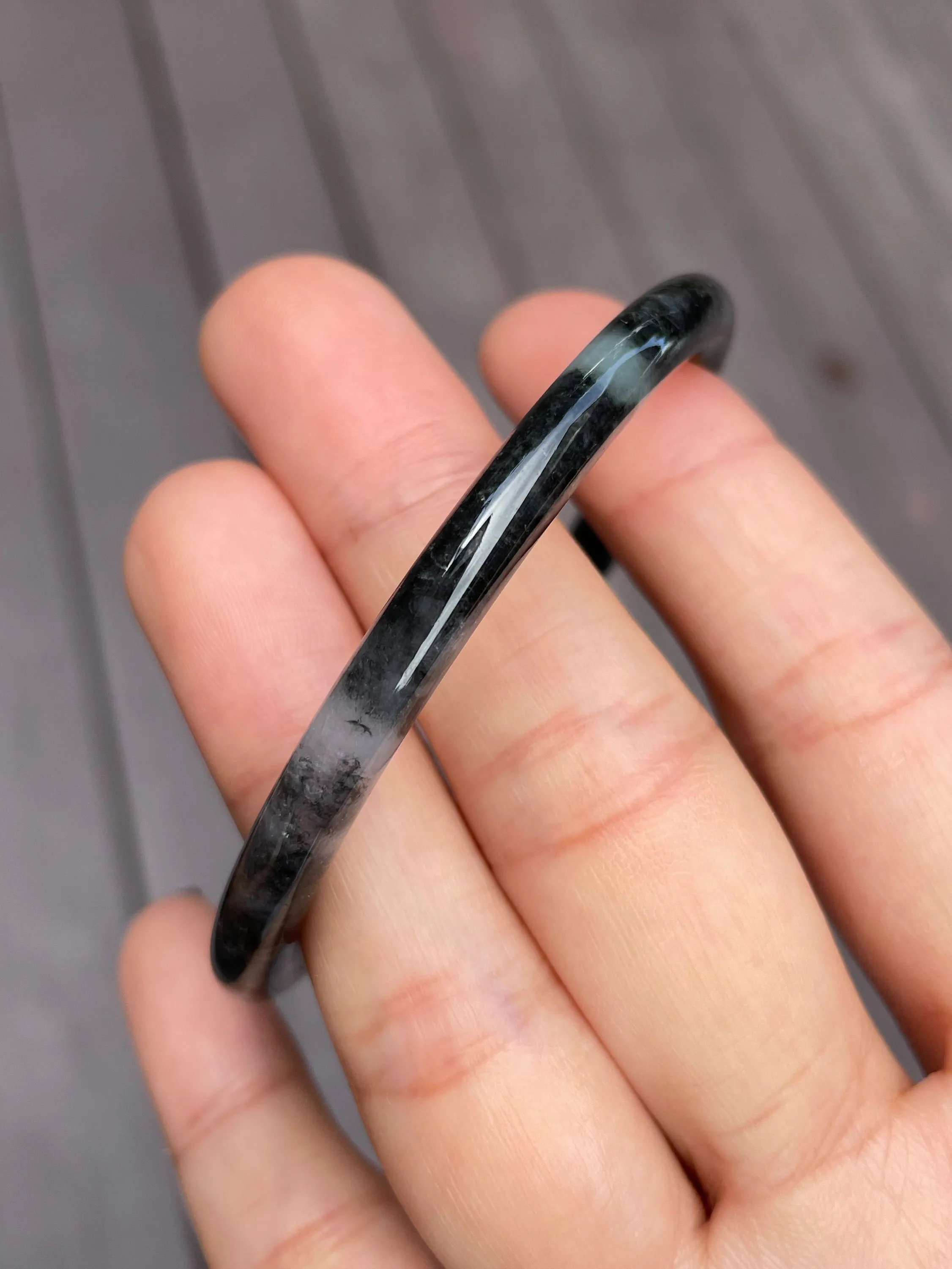 Black Jade Bangle | 58mm (NJBA049)