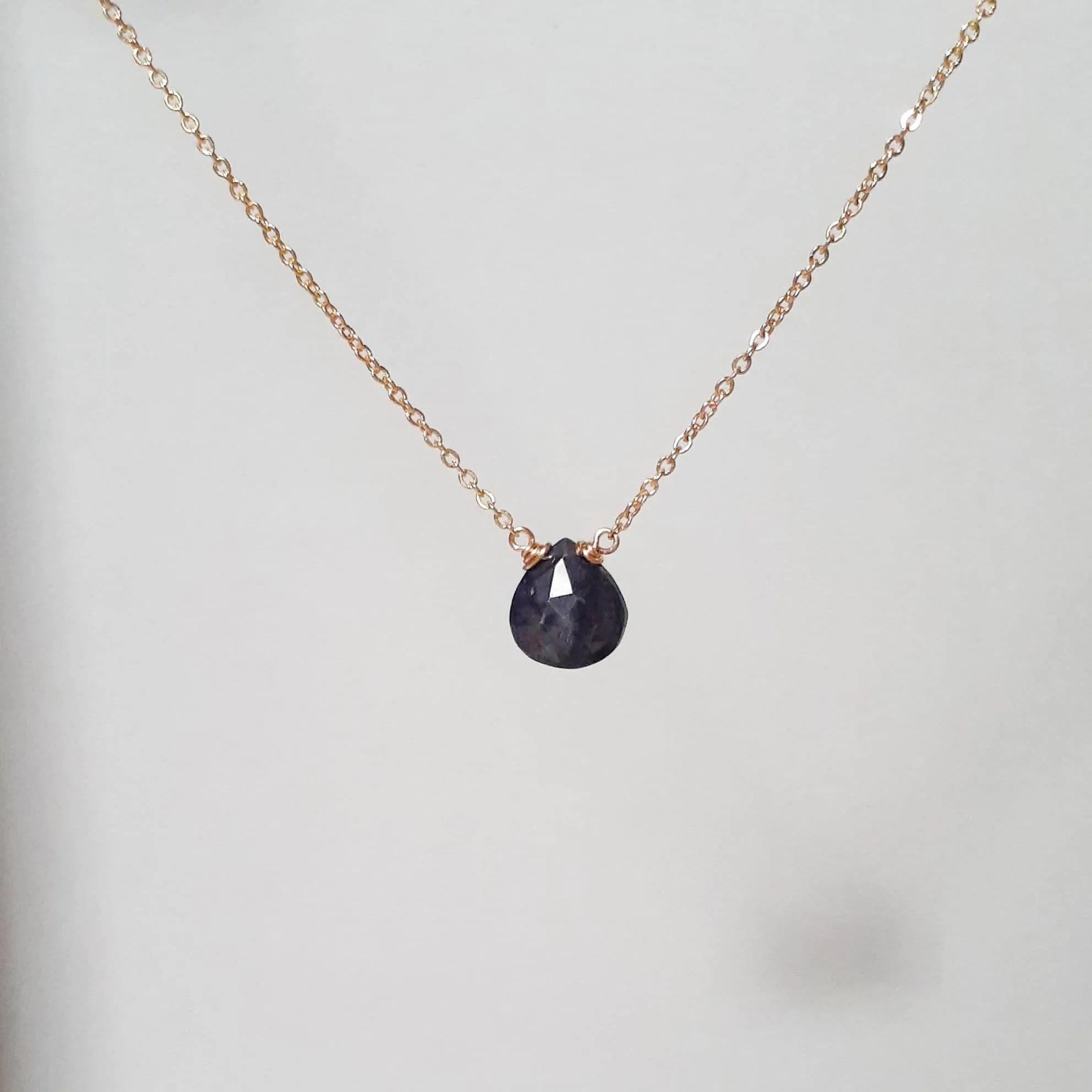Blue Sapphire Heart Briolette Necklace