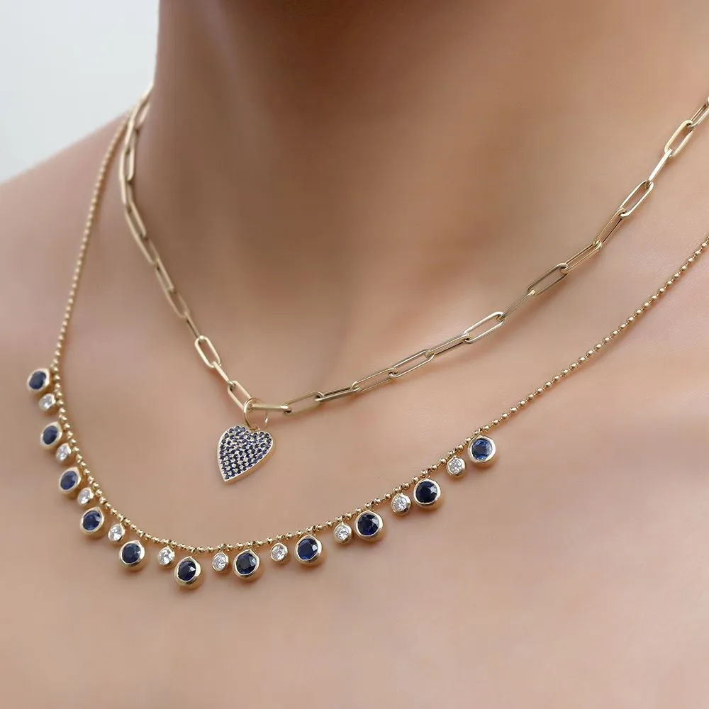 Blue Sapphire Heart Charm 11x11.50mm