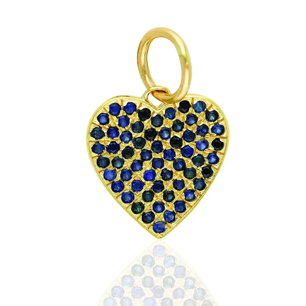 Blue Sapphire Heart Charm 11x11.50mm
