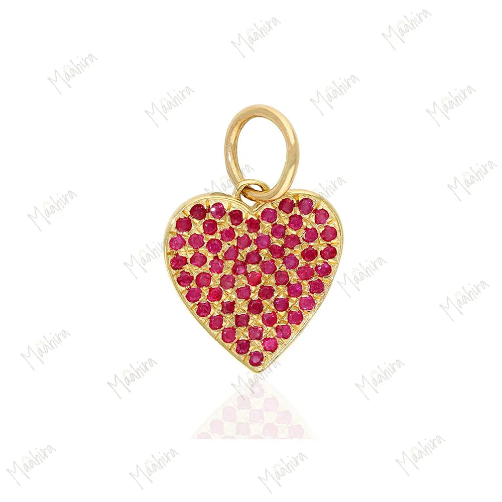 Blue Sapphire Heart Charm 11x11.50mm