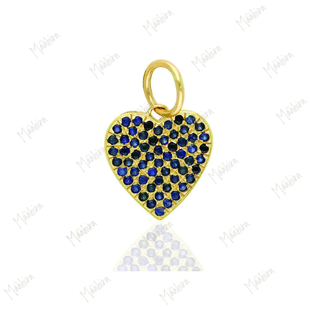 Blue Sapphire Heart Charm 11x11.50mm