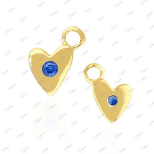 Blue Sapphire Heart Charm 6x4.25mm