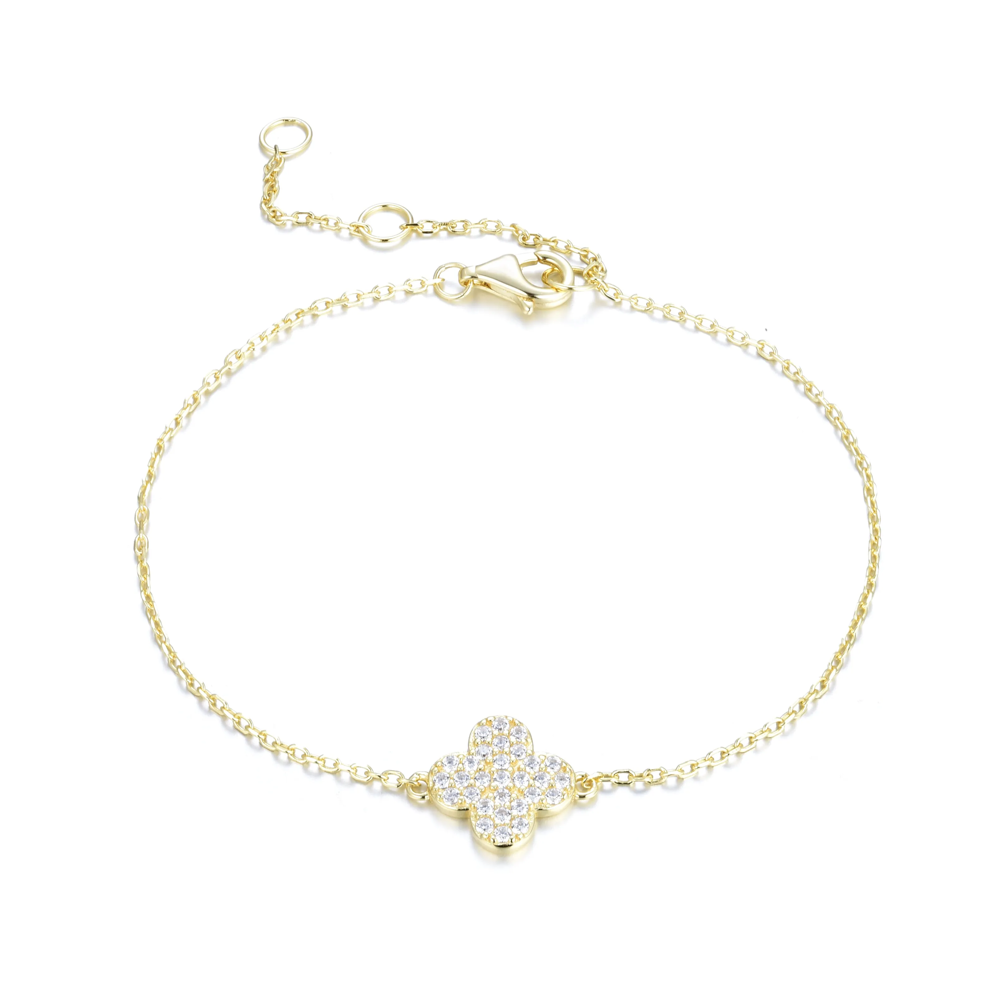 CARMEN CRYSTAL CLOVER GOLD BRACELET