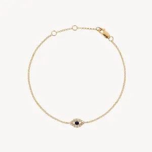Diamond & Blue Sapphire Evil Eye Bracelet