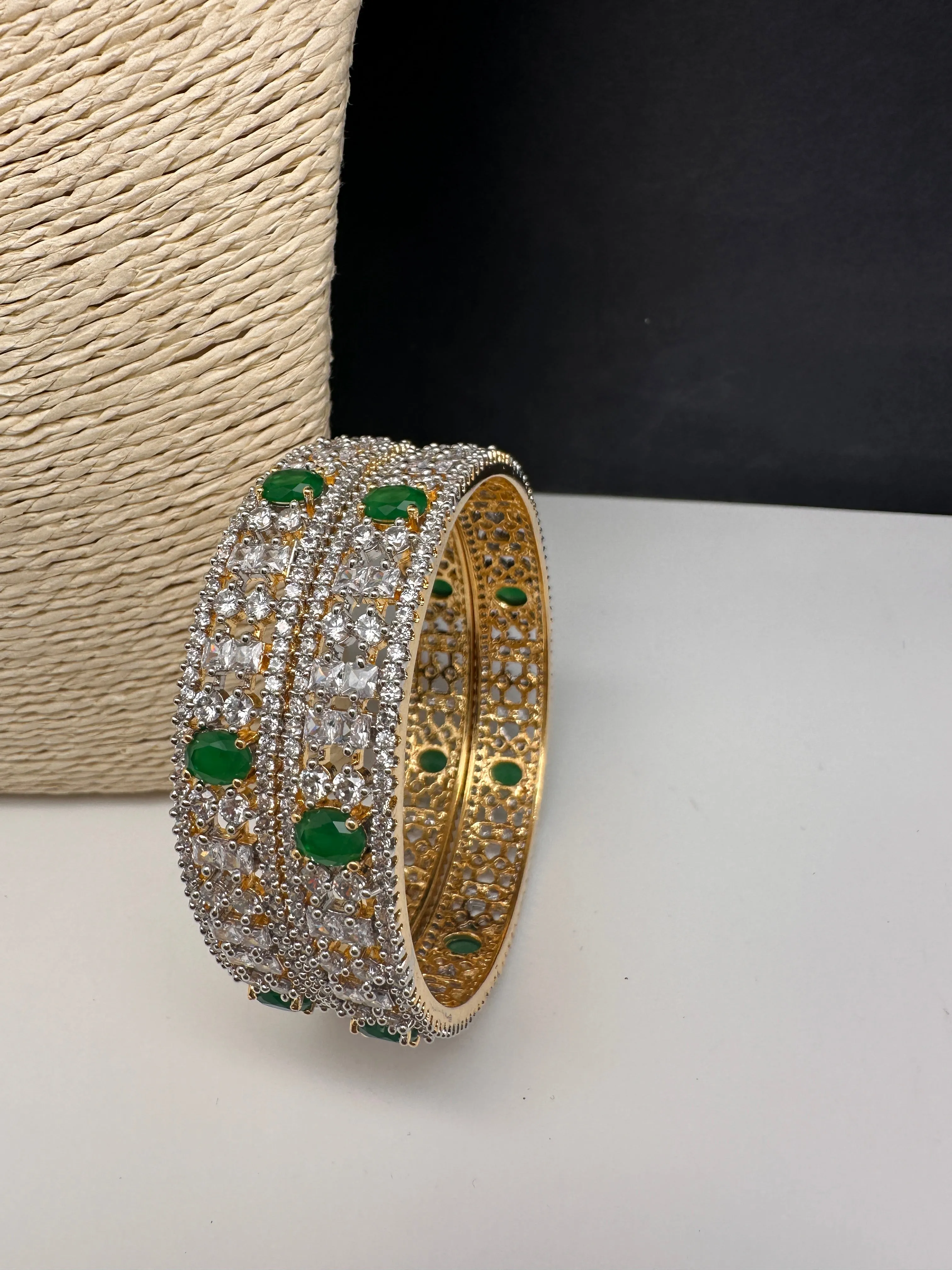 Emerald Green Marquise AD Bangles