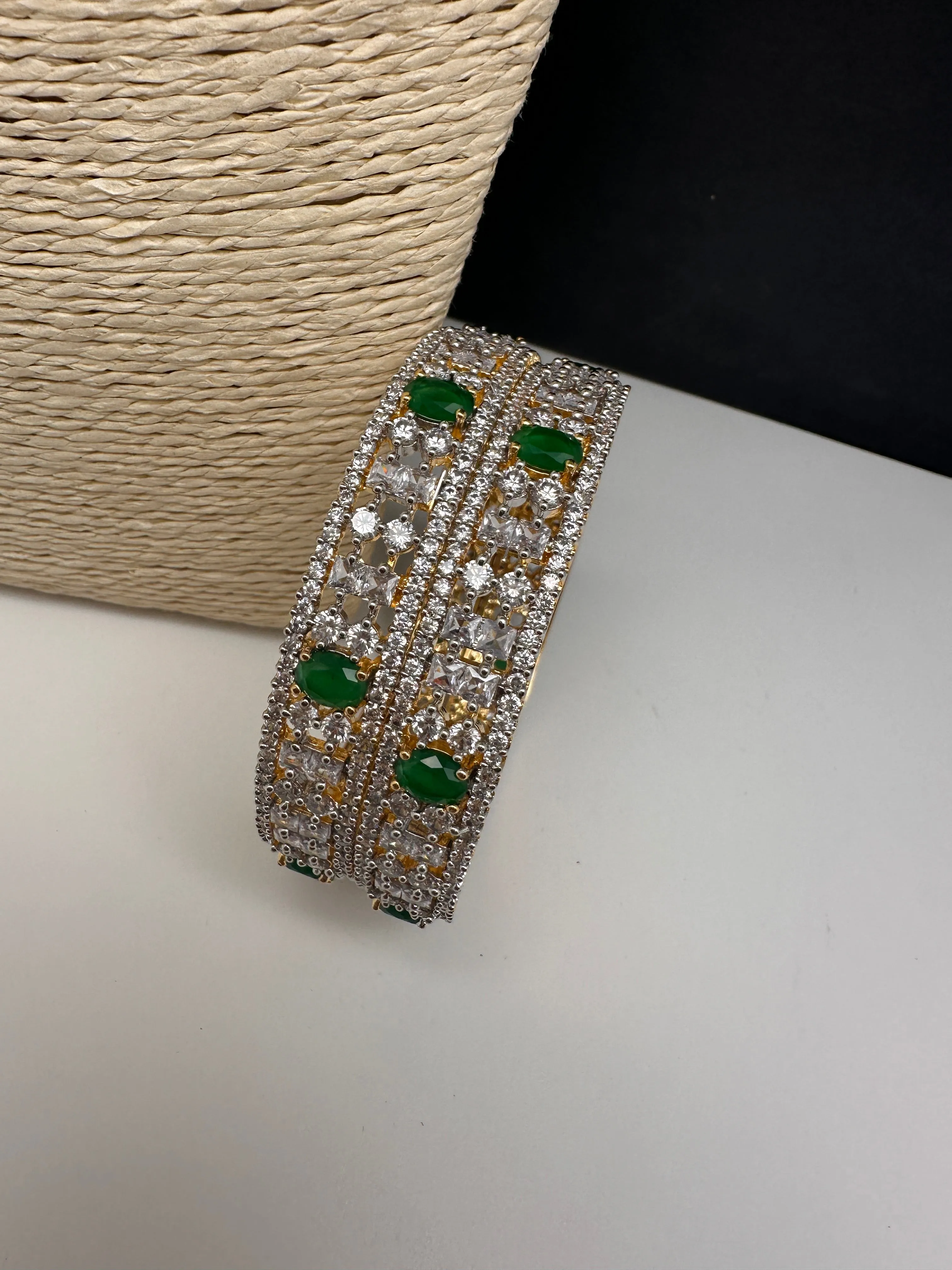 Emerald Green Marquise AD Bangles
