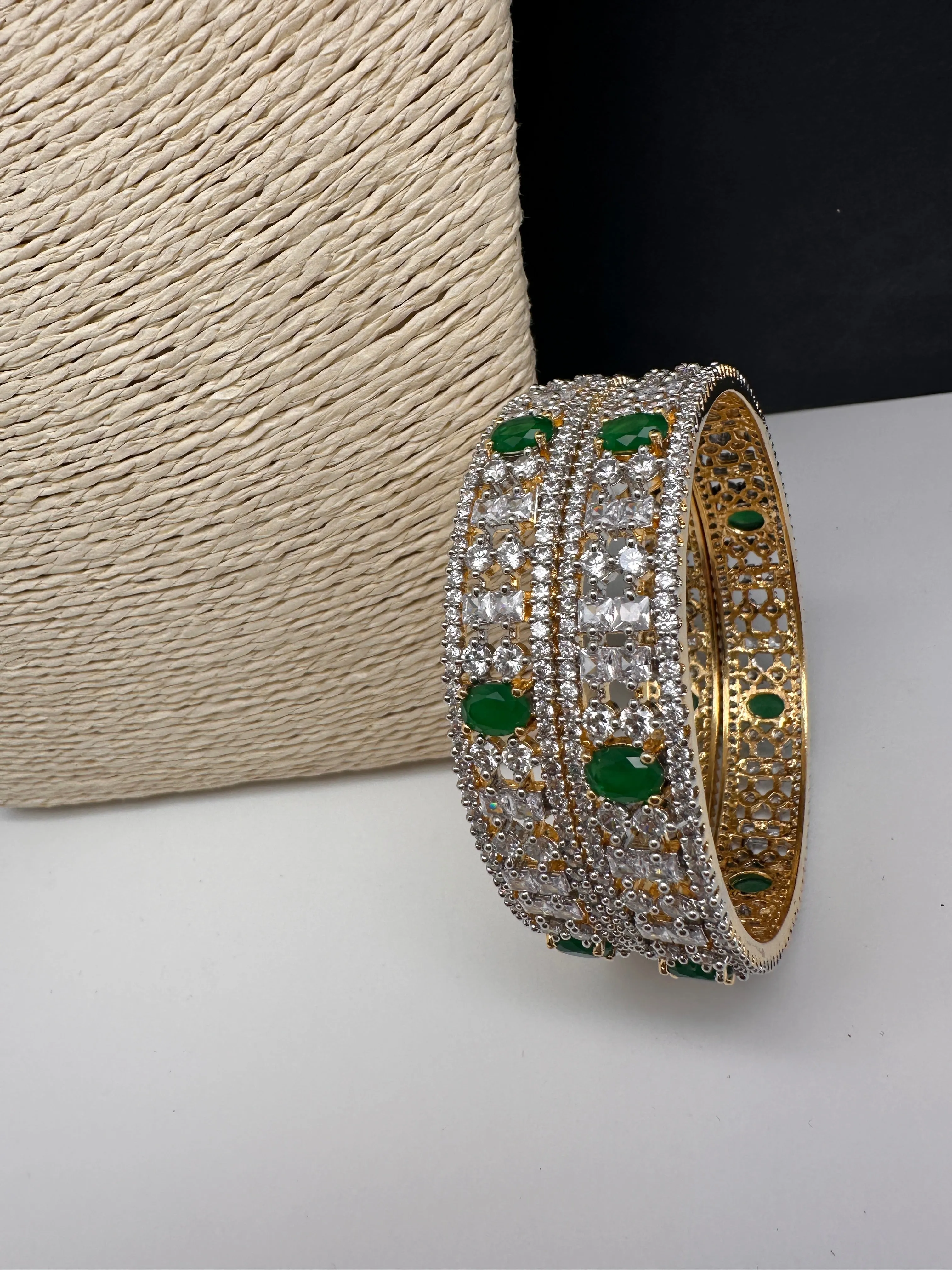 Emerald Green Marquise AD Bangles