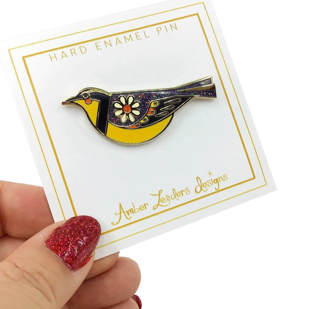 Enamel Pin - Varied Thrush by Amber Leaders Designs