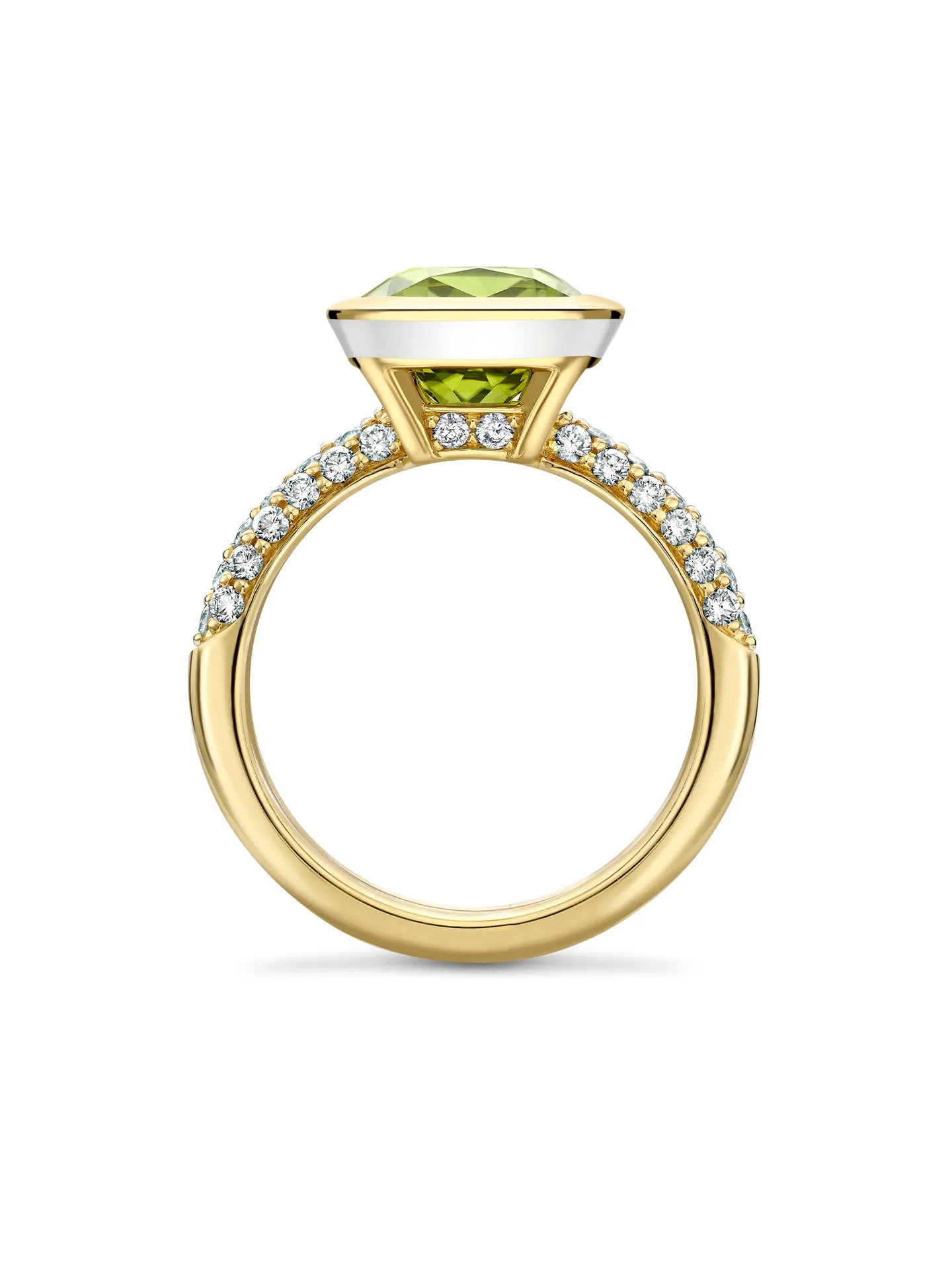 Florentine Dolce Vita Cushion Peridot Yellow Gold Ring