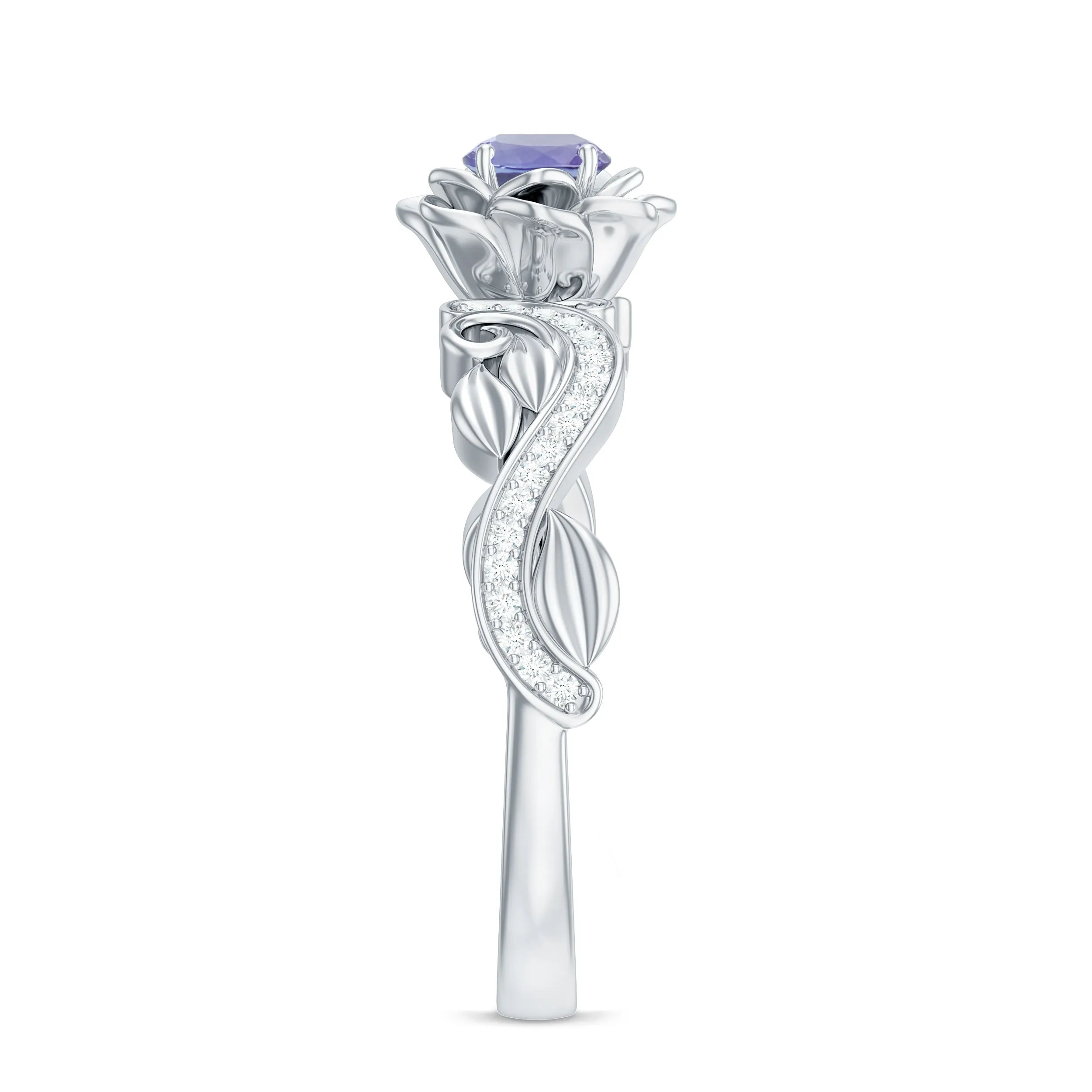 Flower Inspired Tanzanite and Diamond Engagement Ring