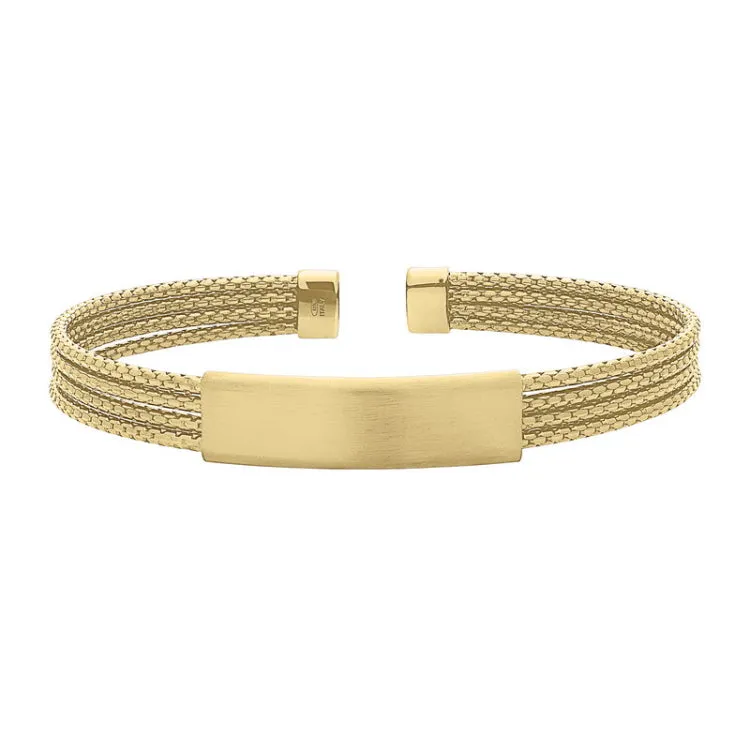 Gold Vermeil Sterling Silver 4 Cable ID Cuff Bracelet