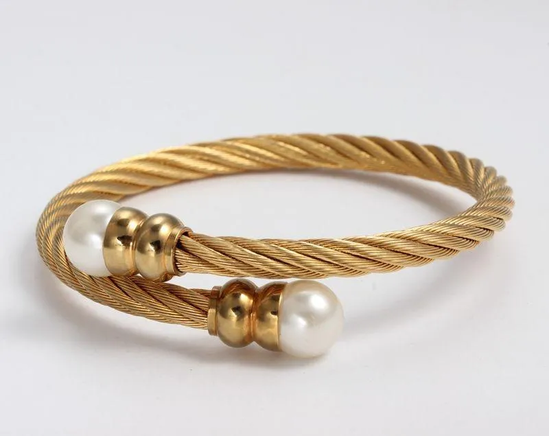 Golden Pearly Gates Twisted Singapore Chain Bangle