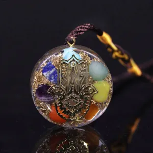 Hand Of Fatifa Orgonite Necklace Energy Stone Chakra Pendant Healing Reiki Yoga Meditation Jewelry Gift