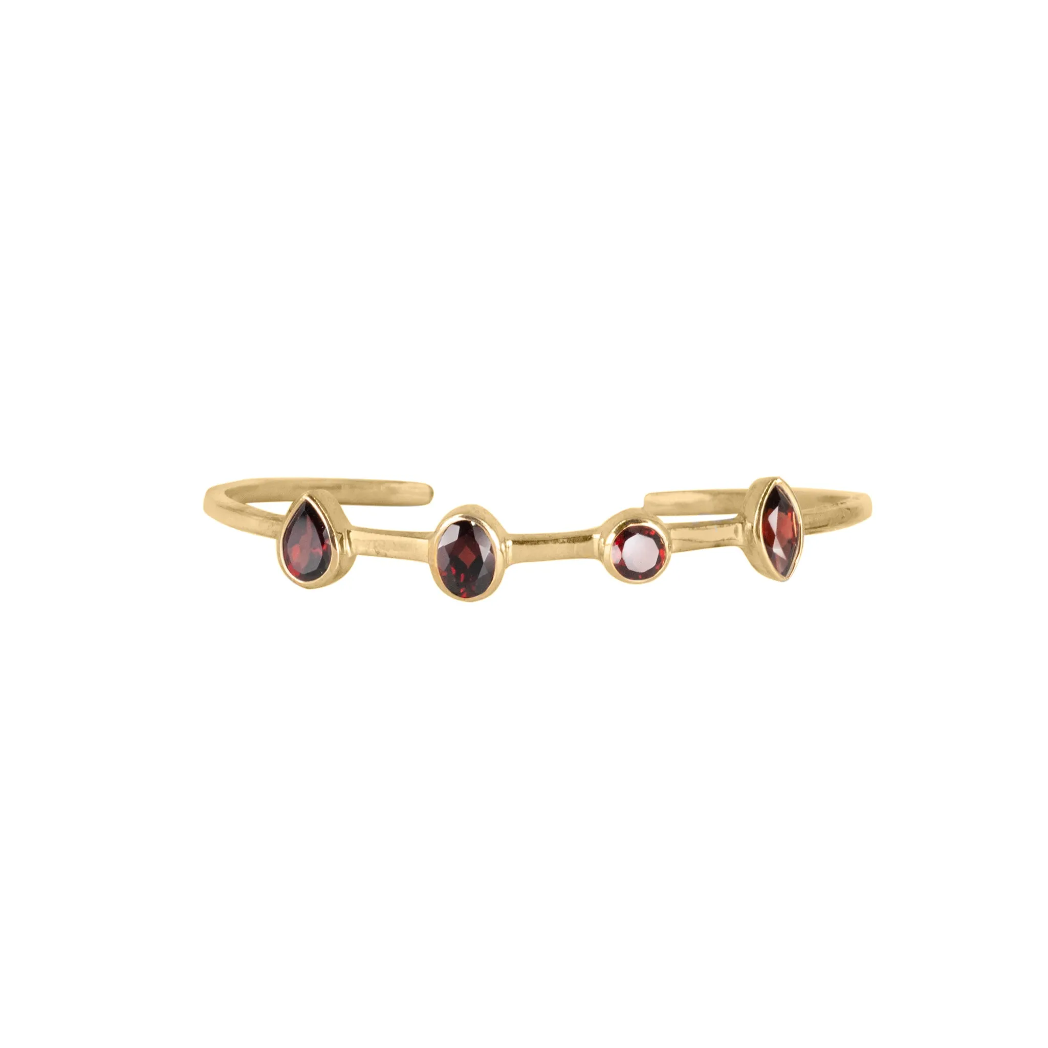 January Birthstone Garnet Cuff ,Gold Vermeil