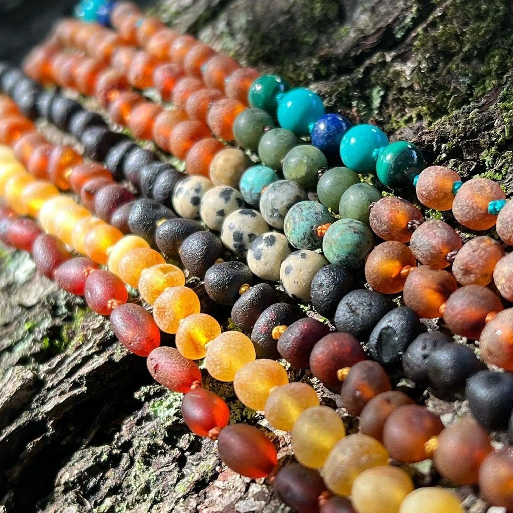 Kids | Dalmatian Jasper   Raw Cherry Amber Necklace