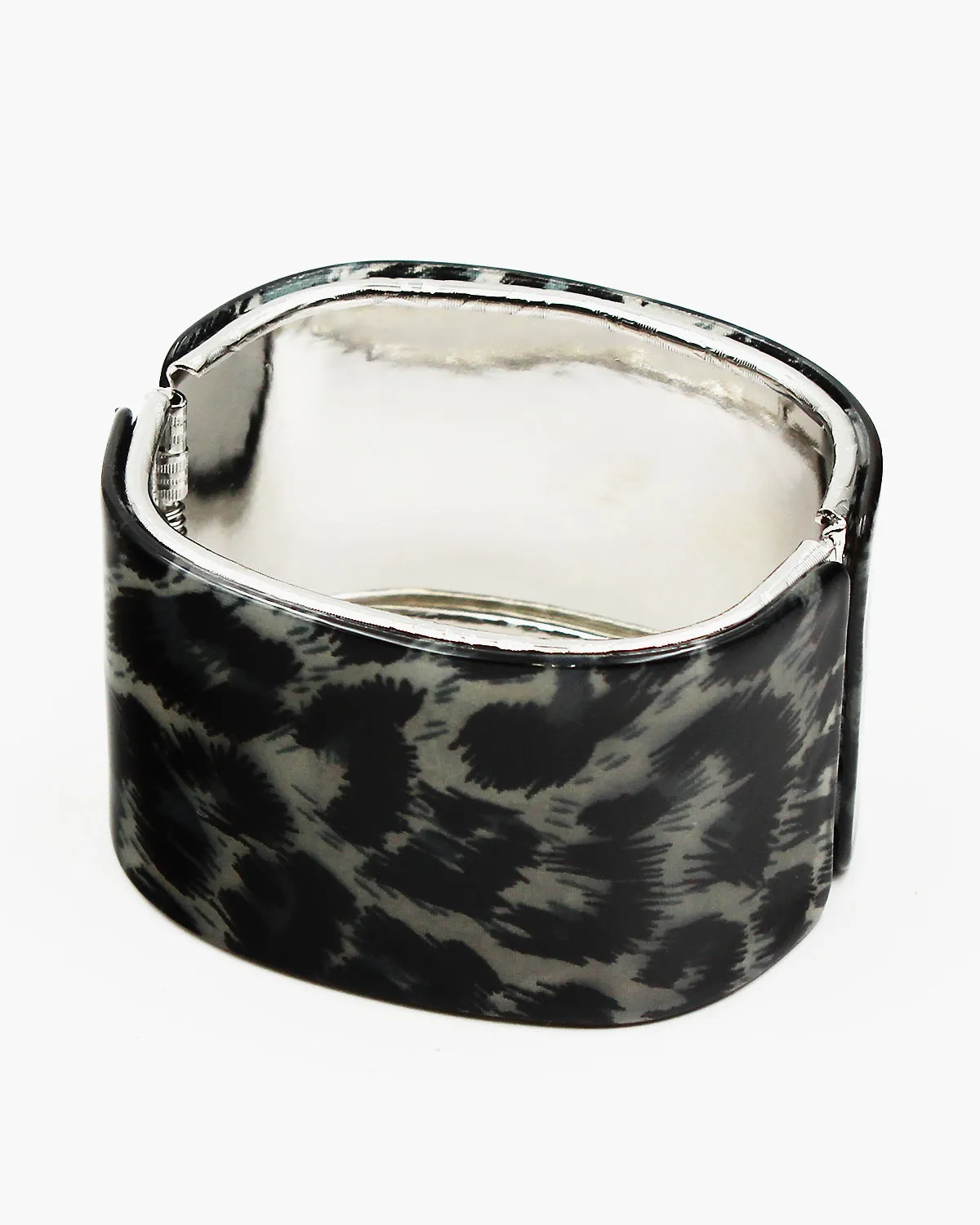 Leopard Print Resin Hinged Bangle