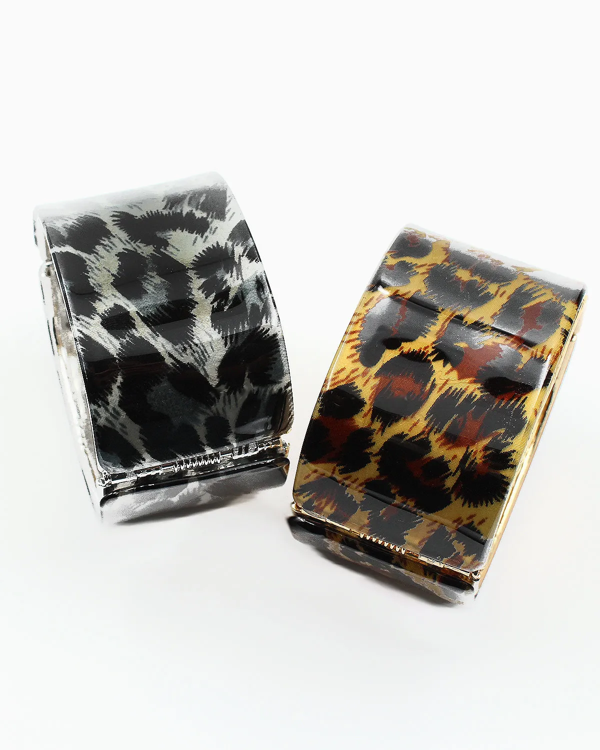 Leopard Print Resin Hinged Bangle