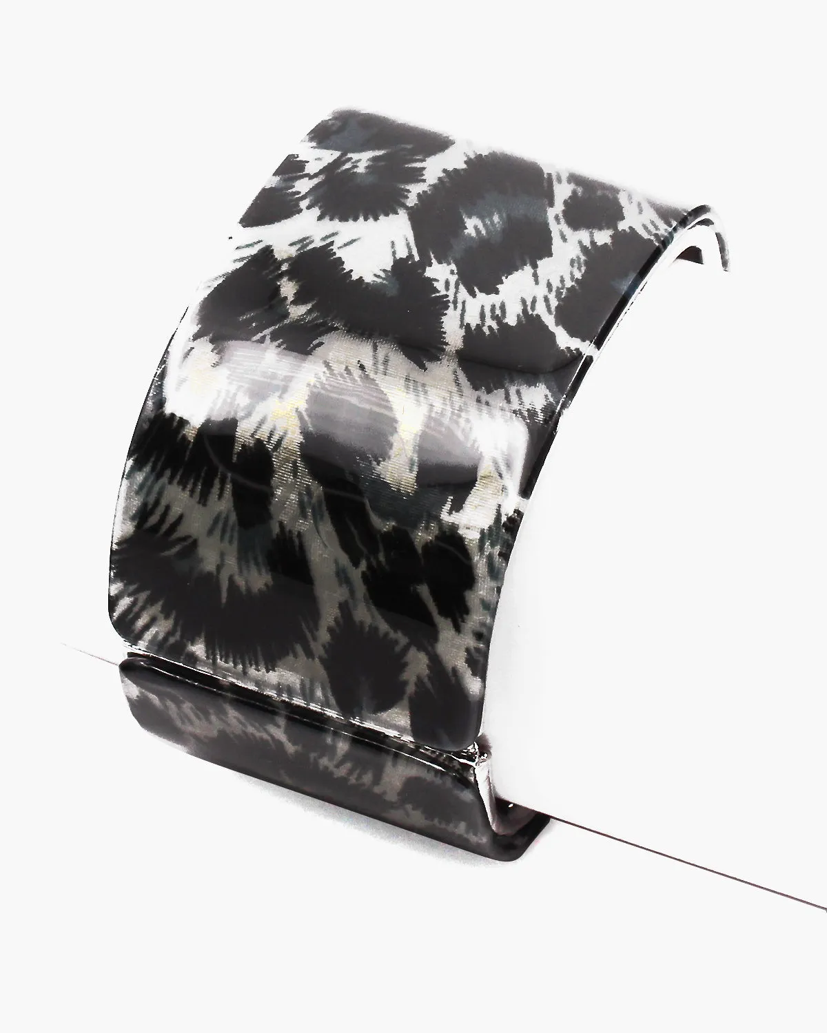 Leopard Print Resin Hinged Bangle